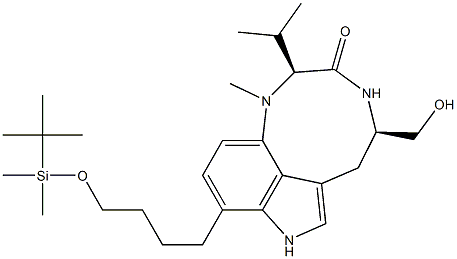 (2S,5R)-1,2,4,5,6,8-Hexahydro-9-[4-(tert-butyldimethylsilyloxy)butyl]-5-hydroxymethyl-2-isopropyl-1-methyl-3H-pyrrolo[4,3,2-gh]-1,4-benzodiazonin-3-one Struktur