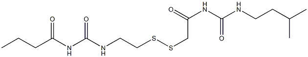 1-Butyryl-3-[2-[[(3-isopentylureido)carbonylmethyl]dithio]ethyl]urea Struktur