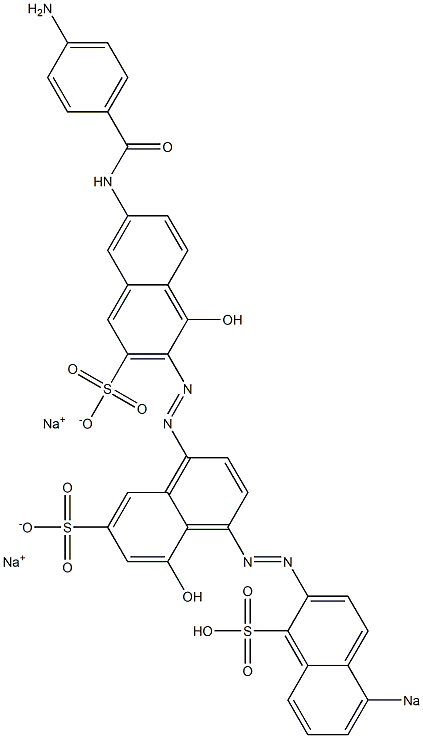 6'-[(4-Aminobenzoyl)amino]-1',5-dihydroxy-4-[(5-sodiosulfo-2-naphthalenyl)azo][1,2'-azobisnaphthalene]-3',7-disulfonic acid disodium salt Struktur