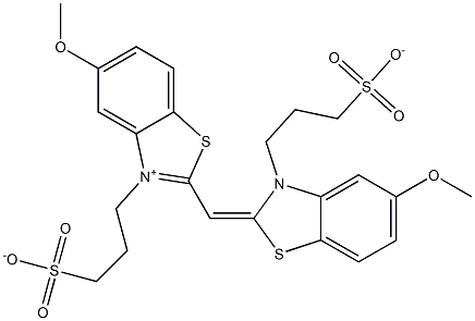 5-Methoxy-2-[[5-methoxy-3-(3-sulfonatopropyl)-2,3-dihydrobenzothiazole-2-ylidene]methyl]-3-(3-sulfonatopropyl)benzothiazole-3-ium Struktur