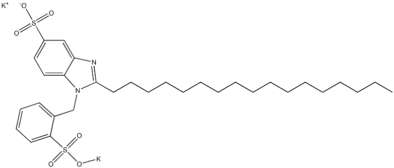 1-[2-(Potassiooxysulfonyl)benzyl]-2-heptadecyl-1H-benzimidazole-5-sulfonic acid potassium salt Struktur