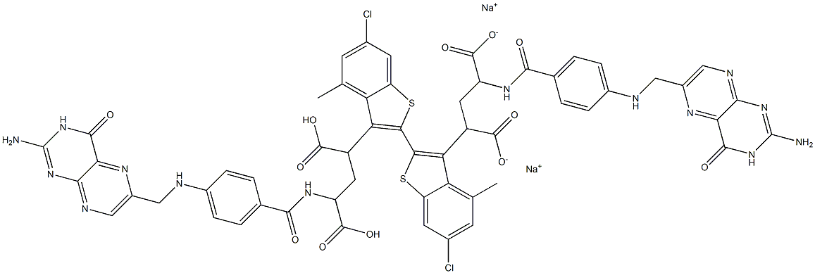 Disodium 6,6'-dichloro-4,4'-dimethyl-2,2'-bi(benzo[b]thiophene)-3,3'-diolate Struktur