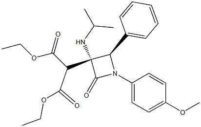 2-[(3R,4R)-3-(Isopropylamino)-1-(4-methoxyphenyl)-2-oxo-4-phenylazetidin-3-yl]malonic acid diethyl ester Struktur