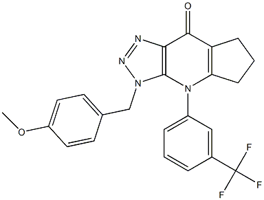 3-(4-Methoxybenzyl)-4-[3-(trifluoromethyl)phenyl]-3,5,6,7-tetrahydrocyclopenta[b]-1,2,3-triazolo[4,5-e]pyridin-8(4H)-one Struktur