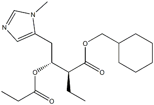 (2S,3R)-2-Ethyl-4-[(1-methyl-1H-imidazol)-5-yl]-3-propionyloxybutanoic acid cyclohexylmethyl ester Struktur