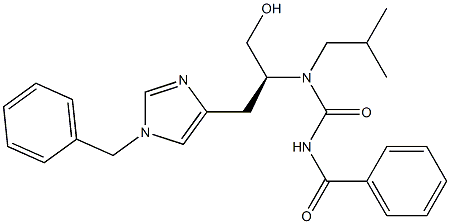 N-[(S)-2-(1-Benzyl-1H-imidazol-4-yl)1-hydroxymethylethyl]-N-isobutyl-N'-(benzoyl)urea Struktur