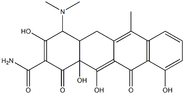 2-Carbamoyl-4-(dimethylamino)-6-methyl-3,10,12,12a-tetrahydroxy-4a,5-dihydronaphthacene-1,11(4H,12aH)-dione Struktur