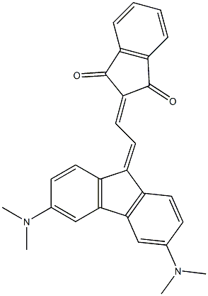 2-[2-[3,6-Bis(dimethylamino)-9H-fluoren-9-ylidene]ethylidene]-2H-indene-1,3-dione Struktur