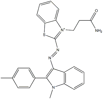 3-(3-Amino-3-oxopropyl)-2-[[1-methyl-2-(4-methylphenyl)-1H-indol-3-yl]azo]benzothiazol-3-ium Struktur