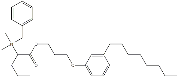 N,N-Dimethyl-N-benzyl-N-[1-[[3-(3-octylphenyloxy)propyl]oxycarbonyl]butyl]aminium Struktur