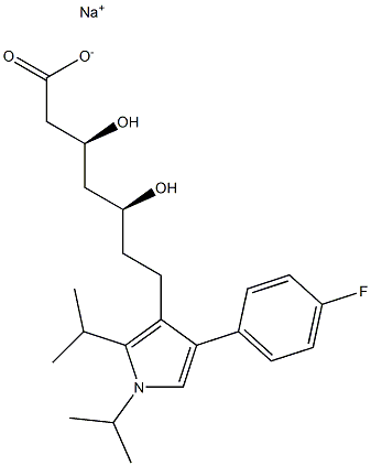 (3S,5S)-3,5-Dihydroxy-7-[1,2-diisopropyl-4-(4-fluorophenyl)-1H-pyrrol-3-yl]heptanoic acid sodium salt Struktur