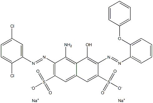 4-Amino-3-[(2,5-dichlorophenyl)azo]-5-hydroxy-6-[(2-phenoxyphenyl)azo]naphthalene-2,7-disulfonic acid disodium salt Struktur