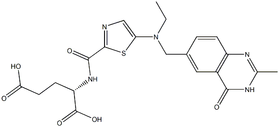 (2S)-2-[5-[N-Ethyl-N-[[(3,4-dihydro-2-methyl-4-oxoquinazolin)-6-yl]methyl]amino]-2-thiazolylcarbonylamino]glutaric acid Struktur