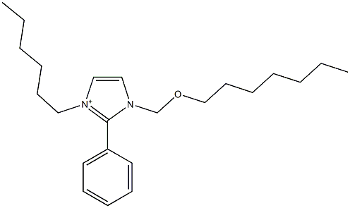 3-Hexyl-2-phenyl-1-[(heptyloxy)methyl]-1H-imidazol-3-ium Struktur