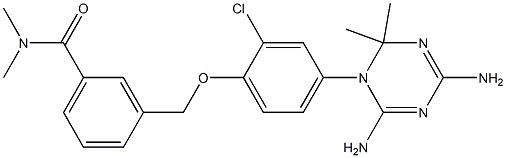 3-[2-Chloro-4-[(4,6-diamino-1,2-dihydro-2,2-dimethyl-1,3,5-triazin)-1-yl]phenoxymethyl]-N,N-dimethylbenzamide Struktur