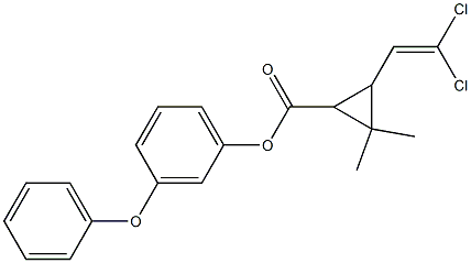 2-(2,2-Dichlorovinyl)-3,3-dimethyl-1-cyclopropanecarboxylic acid m-phenoxyphenyl ester Struktur