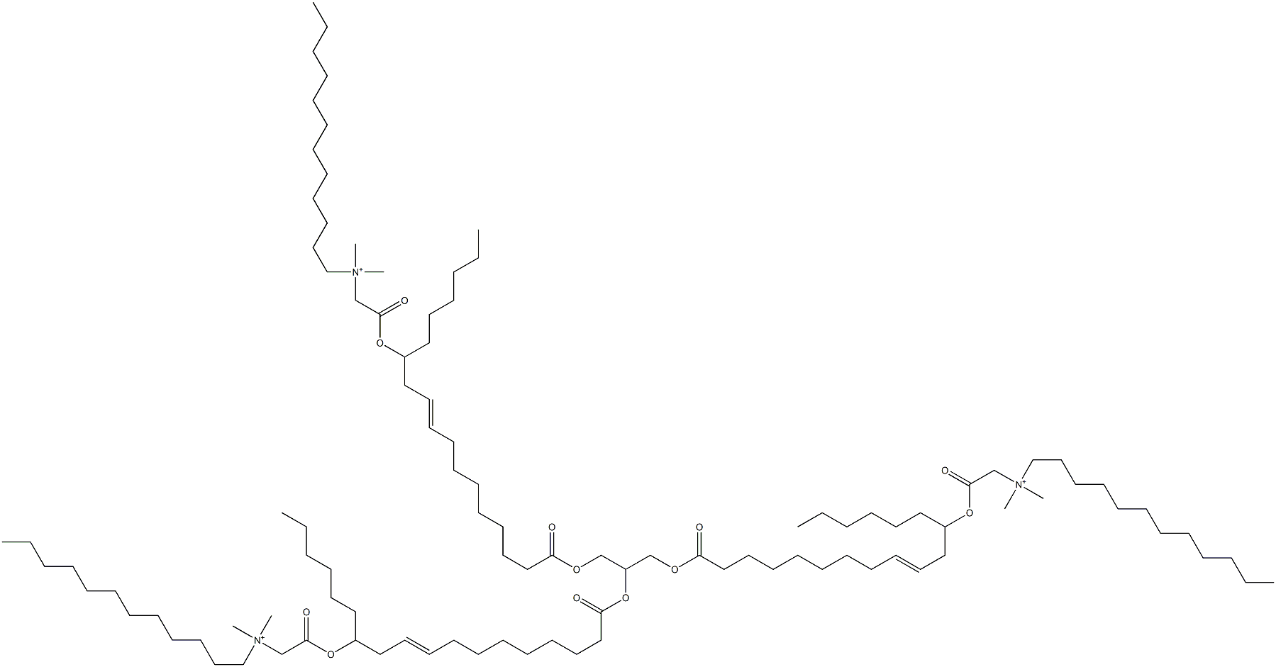 2,2',2''-[[(Propane-1,2,3-triyltrisoxy)tris(1-hexyl-12-oxo-3-dodecene-12,1-diyl)]trisoxy]tris(N,N-dimethyl-N-dodecyl-2-oxoethanaminium) Struktur