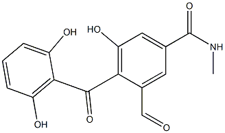 N-Methyl-3-formyl-5-hydroxy-4-(2,6-dihydroxybenzoyl)benzamide Struktur