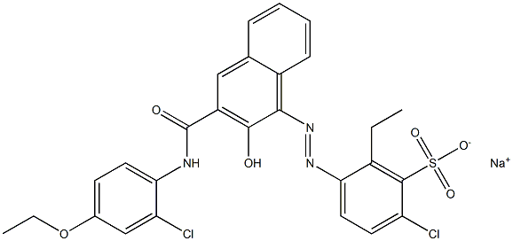 2-Chloro-6-ethyl-5-[[3-[[(2-chloro-4-ethoxyphenyl)amino]carbonyl]-2-hydroxy-1-naphtyl]azo]benzenesulfonic acid sodium salt Struktur