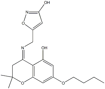 N-[(3-Hydroxy-5-isoxazolyl)methyl]-2,2-dimethyl-5-hydroxy-7-butoxychroman-4-imine Struktur