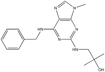 2-[(2-Methyl-2-hydroxypropyl)amino]-6-benzylamino-9-methyl-9H-purine Struktur