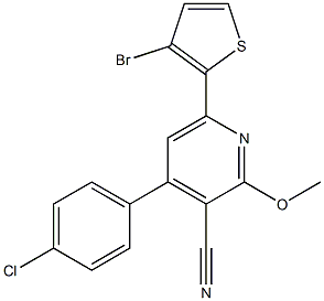 2-Methoxy-4-(4-chlorophenyl)-6-(3-bromo-2-thienyl)pyridine-3-carbonitrile Struktur