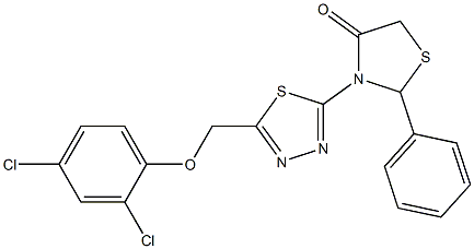 3,5-Dihydro-3-[5-[(2,4-dichlorophenoxy)methyl]-1,3,4-thiadiazol-2-yl]-2-[phenyl]thiazol-4(2H)-one Struktur