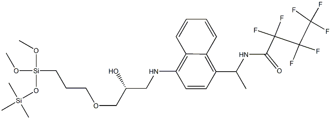 N-[(R)-1-[4-[[2-Hydroxy-3-[[3-[dimethoxy(trimethylsilyloxy)silyl]propyl]oxy]propyl]amino]-1-naphtyl]ethyl]-2,2,3,3,4,4,4-heptafluorobutanamide Struktur