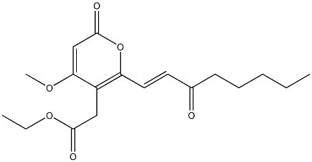 4-Methoxy-6-oxo-2-[(E)-3-oxo-1-octenyl]-6H-pyran-3-acetic acid ethyl ester Struktur