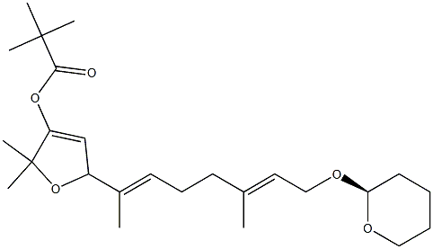 Pivalic acid [(S)-5-[(1E,5E)-1,5-dimethyl-7-[(tetrahydro-2H-pyran)-2-yloxy]-1,5-heptadienyl]-2,5-dihydro-2,2-dimethylfuran]-3-yl ester Struktur