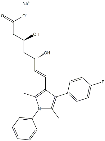 (3S,5S,6E)-3,5-Dihydroxy-7-[2,5-dimethyl-1-phenyl-4-(4-fluorophenyl)-1H-pyrrol-3-yl]-6-heptenoic acid sodium salt Struktur