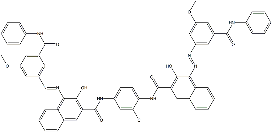 N,N'-(2-Chloro-1,4-phenylene)bis[4-[[3-methoxy-5-(phenylcarbamoyl)phenyl]azo]-3-hydroxy-2-naphthalenecarboxamide] Struktur