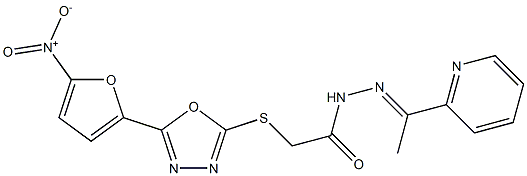 N2-[1-(Pyridin-2-yl)ethylidene]-2-[5-(5-nitro-2-furyl)-1,3,4-oxadiazol-2-ylthio]acetohydrazide Struktur