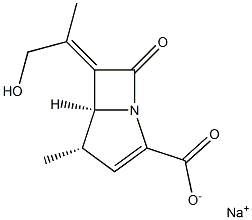 (4S,5S)-6-[(E)-1-(Hydroxymethyl)ethylidene]-4-methyl-7-oxo-1-azabicyclo[3.2.0]hept-2-ene-2-carboxylic acid sodium salt Struktur