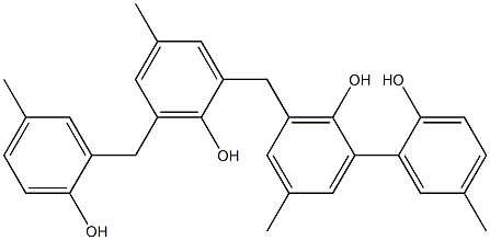 2-(2-Hydroxy-5-methylphenyl)-4-methyl-6-[3-(2-hydroxy-5-methylbenzyl)-2-hydroxy-5-methylbenzyl]phenol Struktur