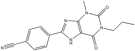 3-Methyl-1-propyl-8-(4-cyanophenyl)xanthine Struktur