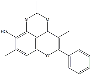 2,3a-Dihydro-4,8-dimethyl-5-phenyl-2-methyl-3,6-dioxa-1-thia-1H-phenalen-9-ol Struktur