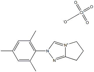 2-(2,4,6-Trimethyl-phenyl)-2,5,6,7-tetrahydro-pyrrolo[2,1-c][1,2,4]triazol-4-ylium perchlorate Struktur