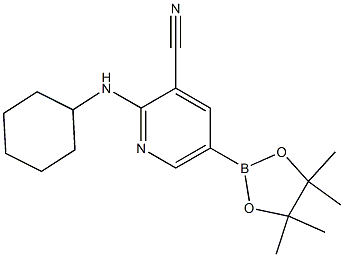 2-(cyclohexylamino)-5-(4,4,5,5-tetramethyl-1,3,2-dioxaborolan-2-yl)pyridine-3-carbonitrile Struktur