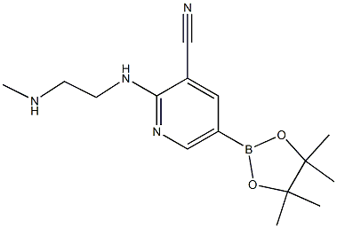 2-(2-(methylamino)ethylamino)-5-(4,4,5,5-tetramethyl-1,3,2-dioxaborolan-2-yl)pyridine-3-carbonitrile Struktur