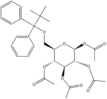 1,2,3,4-Tetra-O-acetyl-6-O-(tert-butyldiphenylsilyl)-b-D-glucopyranose Struktur