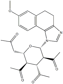 1-[(2S,3R,4R,5S,6S)-3,4,5-TRIACETYL-6-(7-METHOXY-4,5-DIHYDRO-1H-NAPHTHO[1,2-D]IMIDAZOL-1-YL)TETRAHYDRO-2H-PYRAN-2-YL]ACETONE Struktur