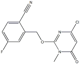 2-(((4-Chloro-1-methyl-6-oxo-1,6-dihydropyrimidin-2-yl)oxy)methyl)-4-fluorobenzonitrile Struktur