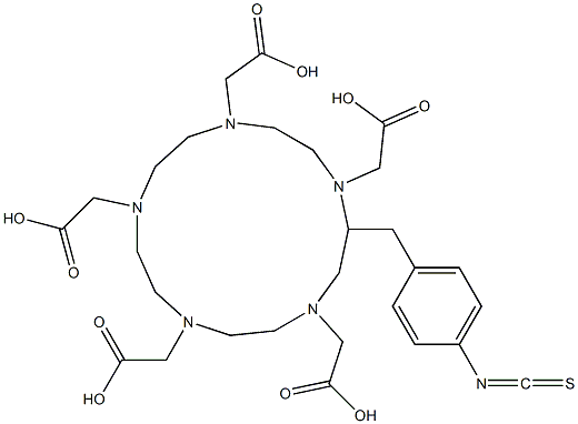 2-(p-isothiocyanatobenzyl)-1,4,7,10,13-pentaazacyclopentadecane-N,N',N'',N''',N''''-pentaacetic acid Struktur