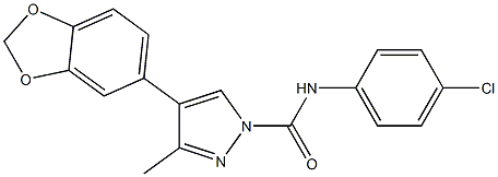 N1-(4-chlorophenyl)-4-(1,3-benzodioxol-5-yl)-3-methyl-1H-pyrazole-1-carboxamide Struktur