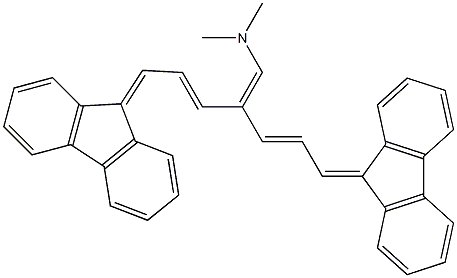 N1,N1-dimethyl-5-(9H-fluoren-9-yliden)-2-[3-(9H-fluoren-9-yliden)prop-1-enyl]penta-1,3-dien-1-amine Struktur