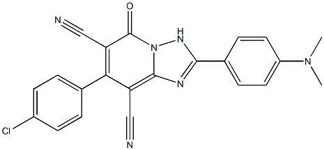 7-(4-chlorophenyl)-2-[4-(dimethylamino)phenyl]-5-oxo-3,5-dihydro[1,2,4]triazolo[1,5-a]pyridine-6,8-dicarbonitrile Struktur