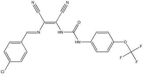 N-{2-[(4-chlorobenzylidene)amino]-1,2-dicyanovinyl}-N'-[4-(trifluoromethoxy)phenyl]urea Struktur