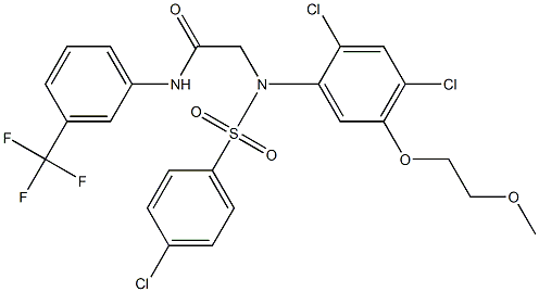 2-(N-(4-chlorophenylsulfonyl)-2,4-dichloro-5-(2-methoxyethoxy)phenylamino)-N-(3-trifluoromethylphenyl)acetamide Struktur