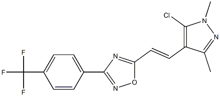 5-[2-(5-chloro-1,3-dimethyl-1H-pyrazol-4-yl)vinyl]-3-[4-(trifluoromethyl)phenyl]-1,2,4-oxadiazole Struktur